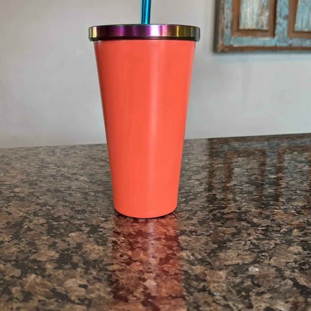 Starbucks salmon metal cup tumbler